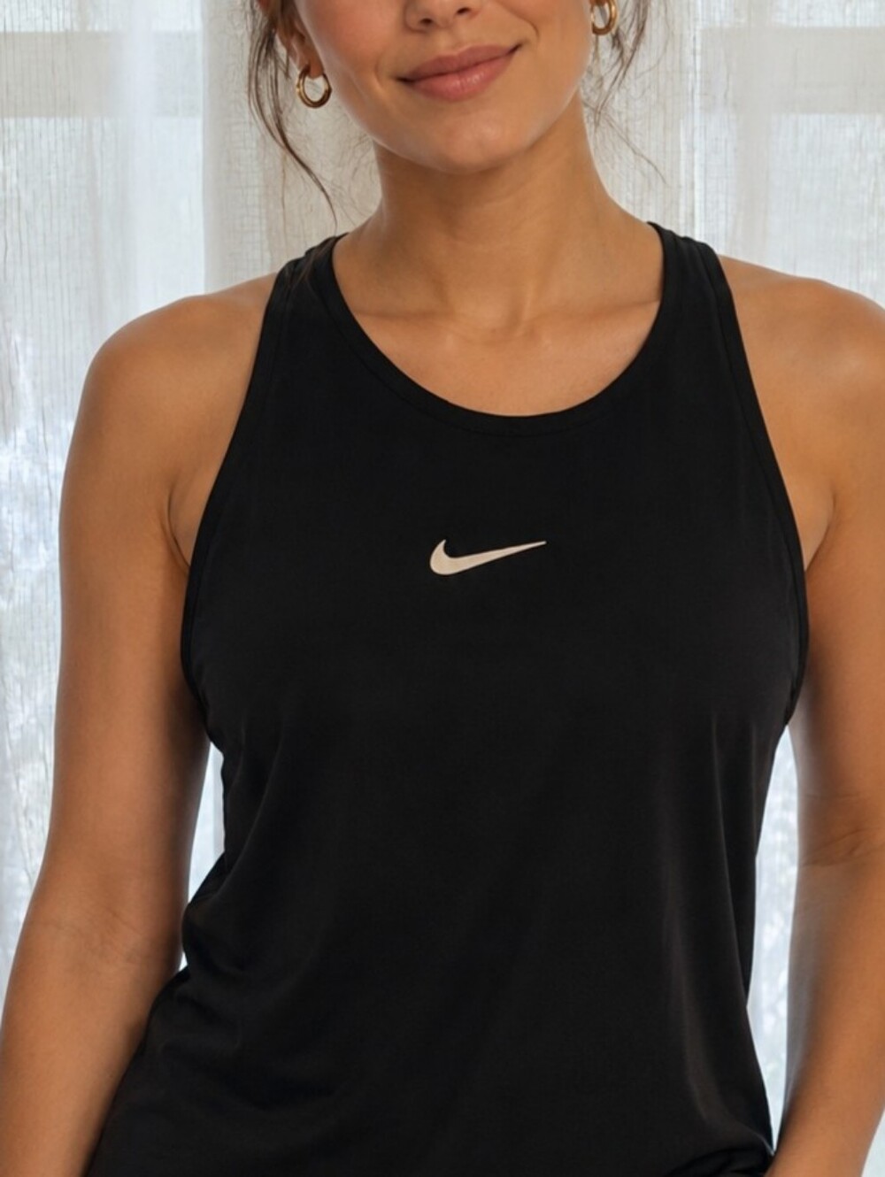 Nike Black Racerback Tank with White Swoosh